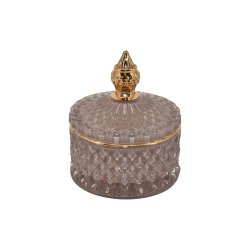 Glas krukker - champagne farvet m/lg i 2 strrelser